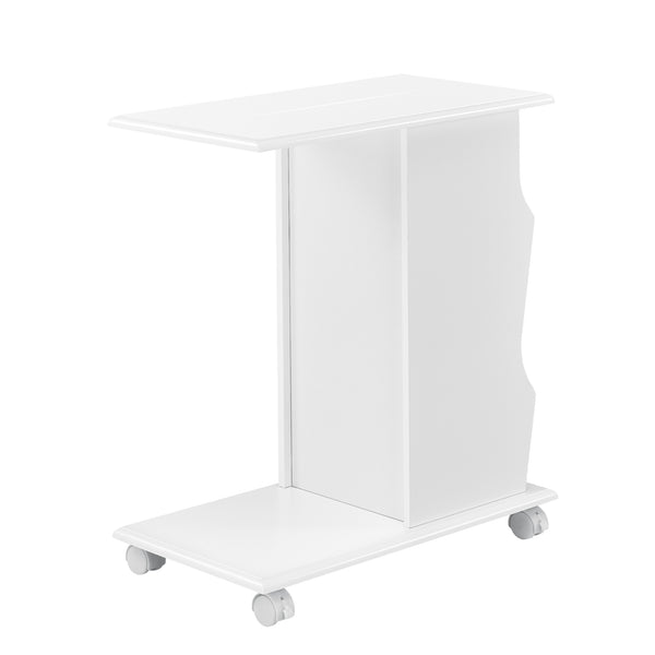 Soffbord med hjul 53x30x63cm vit tidningshållare [en.casa]