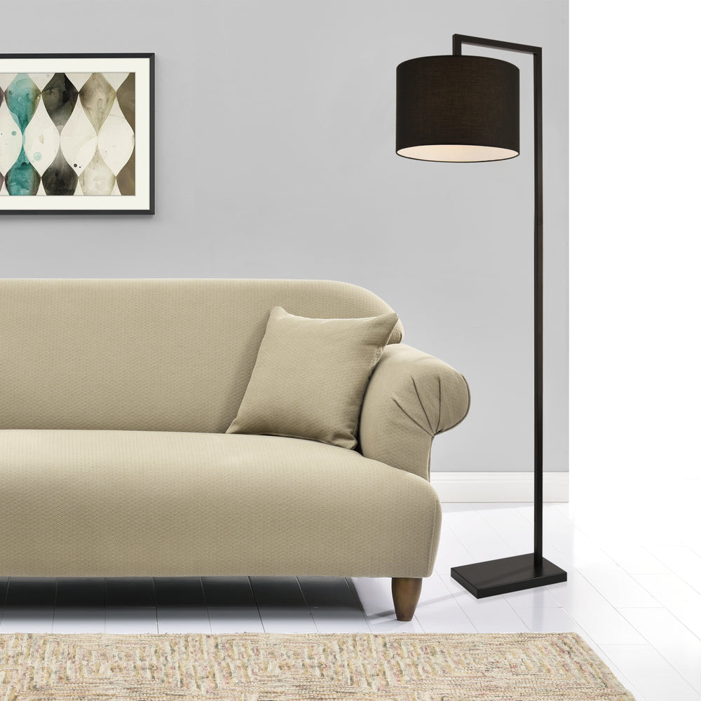 Golvlampa Düsseldorf-1xE27,max.60W-metall-textil, svart