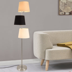 Golvlampa Braga 3 lampskärmar 149cm silver creme svart vit [lux.pro]