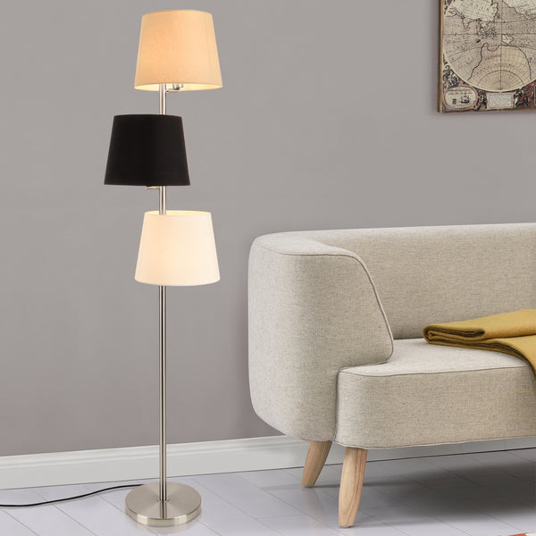 Golvlampa Braga 3 lampskärmar 149cm silver creme svart vit [lux.pro]