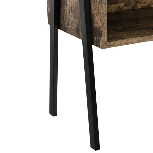 Sängbord Andernach 52x42x35cm metall svart trämönster [en.casa]