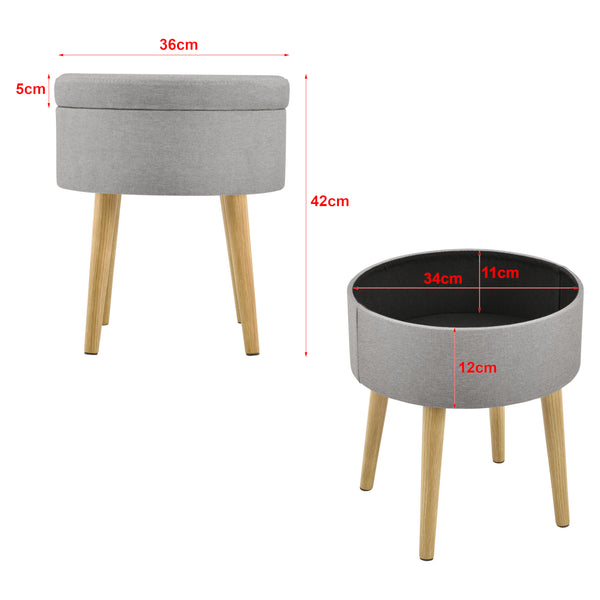 Soffbord Aurere fotpall 42xØ36cm förvaring under bordsskivan grå [en.casa]