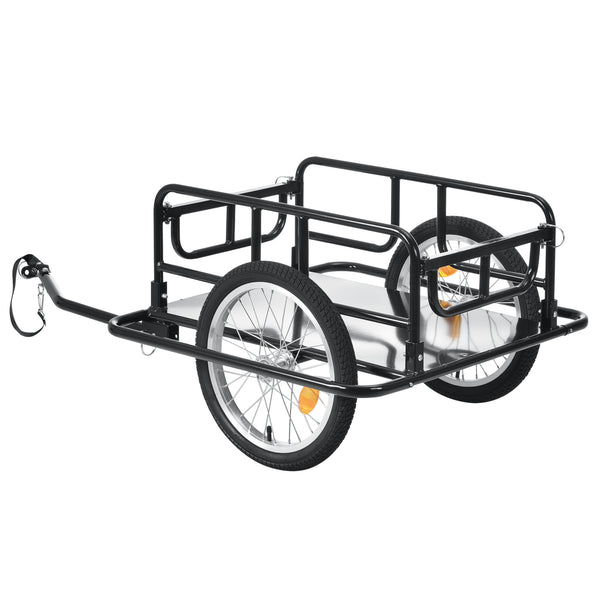 Cykelkärra Cykelkärra stål svart max.belastning 40kg reflexer kollisionsskydd pneumatiska däck [pro.tec]