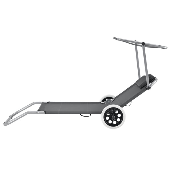 Solsäng med tak och hjul mörkgrå 4 lägen [casa.pro]