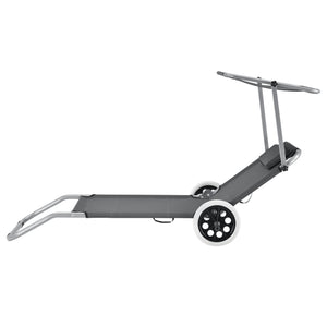 Solsäng med tak och hjul set om 2 mörkgrå 4 lägen [casa.pro]