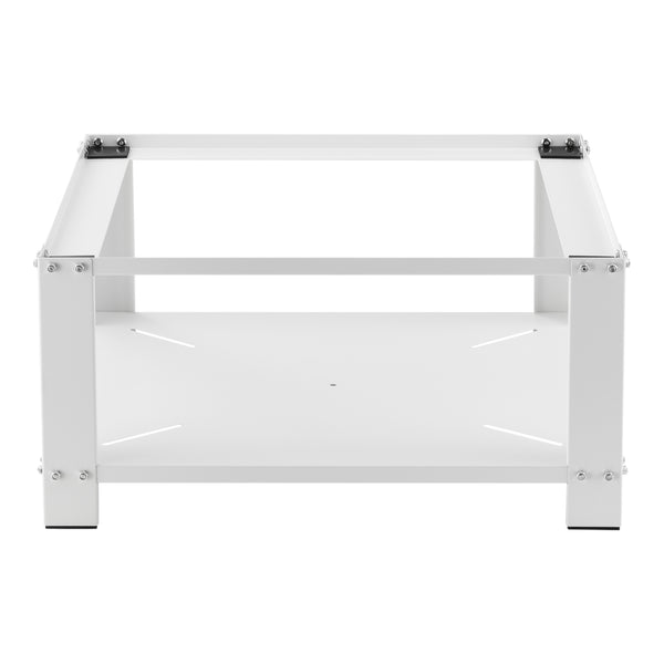 Tvättmaskinsstativ Förhöjningssockel med hylla 63x54x31cm stål vit max. belastning150 kg [en.casa]