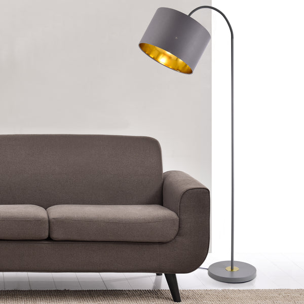 Golvlampa Toledo höjd 173cm Ø 35cm metall textil grå [lux.pro]