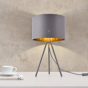 Bordslampa Metz 51x30cm metall textil grå guld [lux.pro]