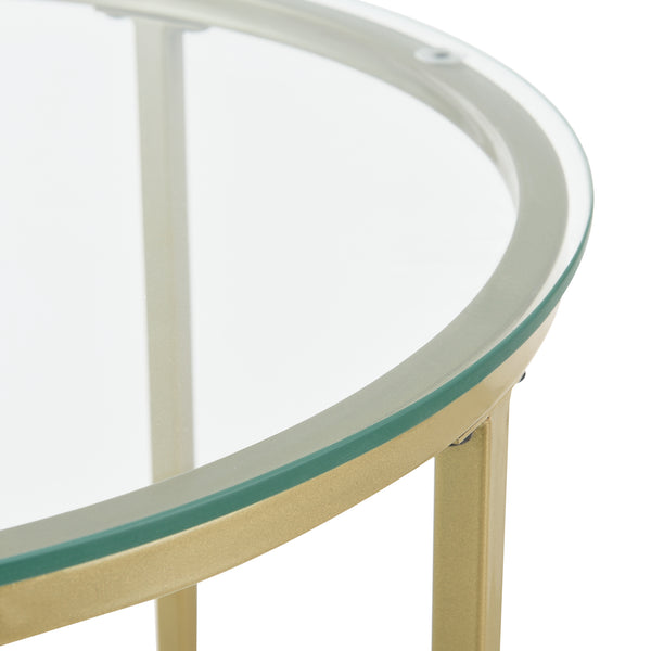 Sidobord Alavieska rund Ø50x42cm stål glas guld [en.casa]