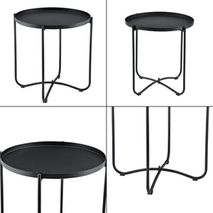 Caféset Älvkarleby bord och 2 stolar stål svart [en.casa]