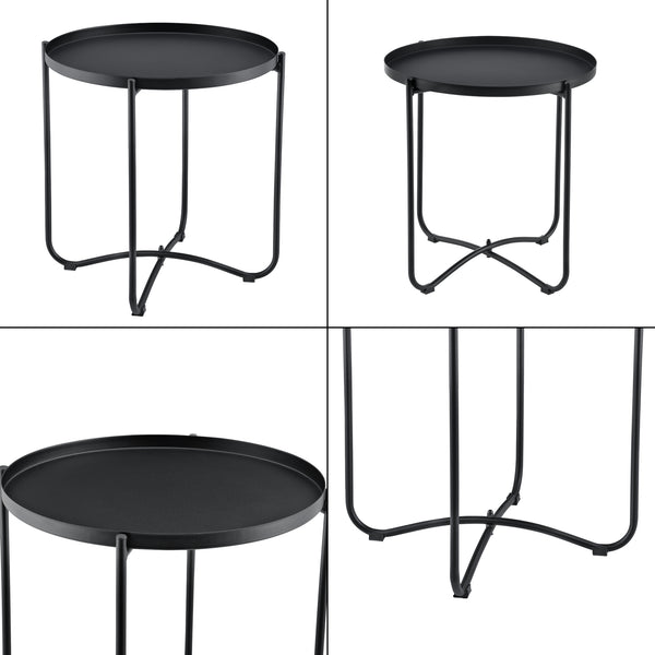Caféset Älvkarleby bord och 2 stolar stål svart [en.casa]