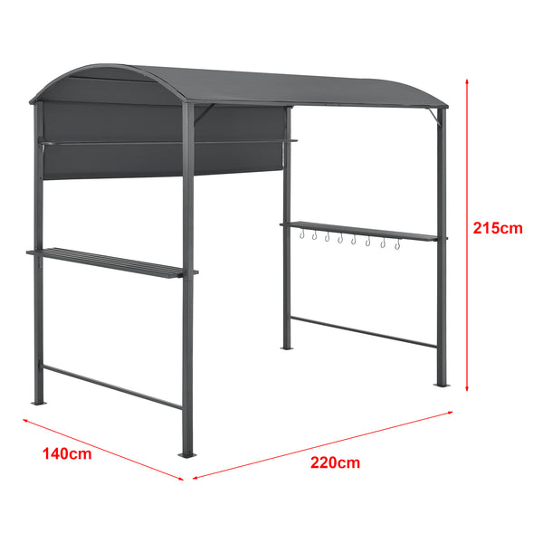 BBQ paviljong Pyrgos 215x220x140cm antracit mörkgrå [en.casa]