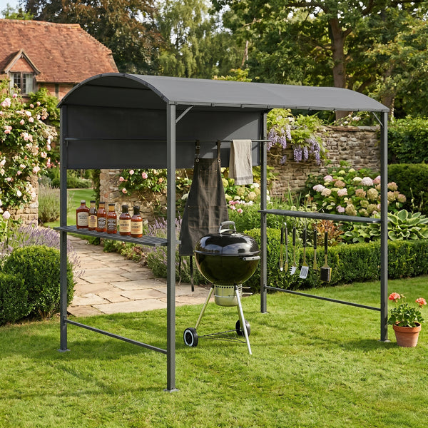 BBQ paviljong Pyrgos 215x220x140cm antracit mörkgrå [en.casa]