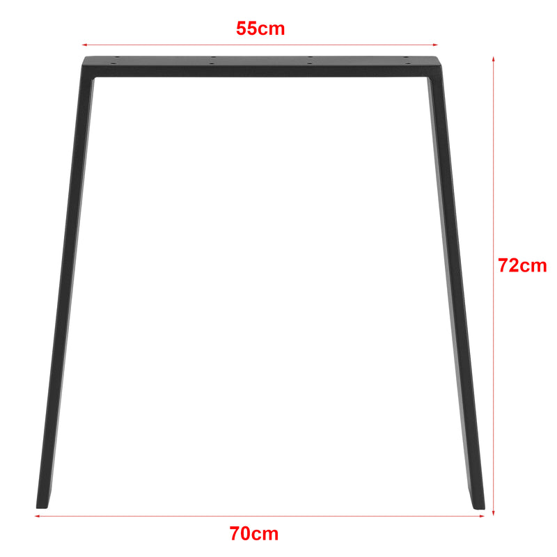 Måttskiss Bordsben set om 2-55-70x72cm pulverlackerat stål svart matt [en.casa]