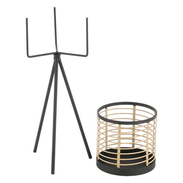 Piedestal Lasne set om 2 med 2 krukor metall svart beige [en.casa]