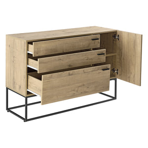 Sideboard Hylte sidobord metall svart ekfärg 3 lådor [en.casa]