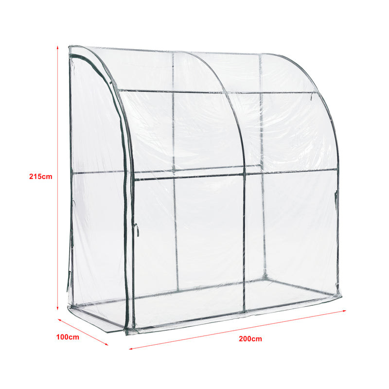 Måttskiss Växthus Juta 100x200x215 cm [en.casa]