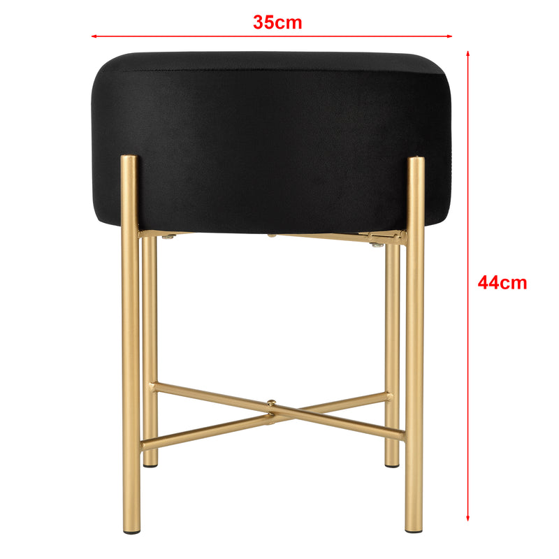 Måttskiss Sittpall Kungälv 44x35cm svart mässing [en.casa]