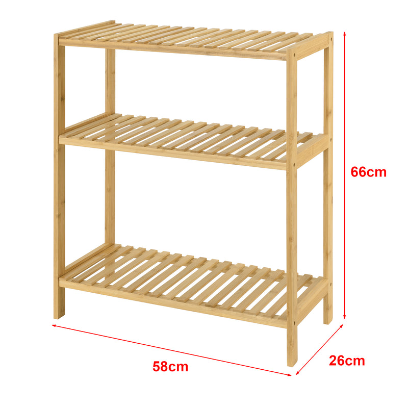 Måttskiss Hylla Nyköping 58x26x66cm bambu [en.casa]® 