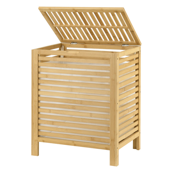 Tvättkorg Skövde med tvättsäck 50,5x35,5x60cm bambu [en.casa]