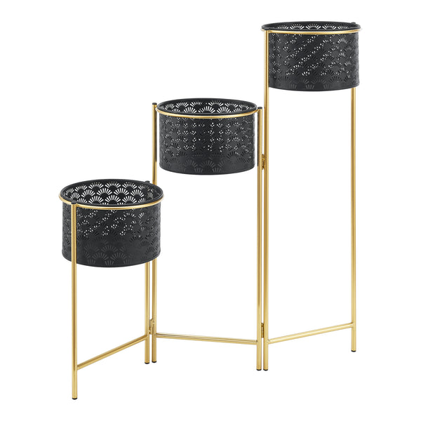 Piedestal Kieldrecht hopfällbar 3 krukor 70x70x20 cm metall [en.casa] 