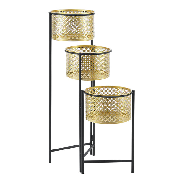 Piedestal Doel hopfällbar 3 krukor 69 x69x20 cm metall [en.casa]