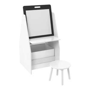Barnbord med sittpall Ferrol whiteboard skrivtavla rittavla 88x51x49 cm [en.casa]