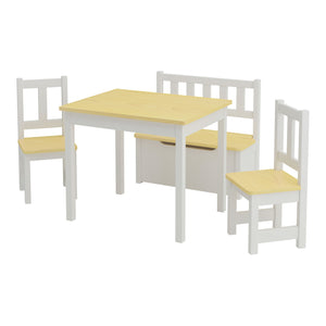 Sittgrupp Lousame matgrupp för barn furu bänk bord 2 stolar [en.casa]
