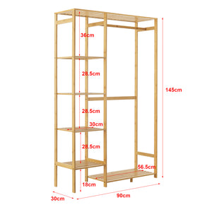 Klädhängare Eurajoki 139x100x40 cm bambu natur [en.casa]