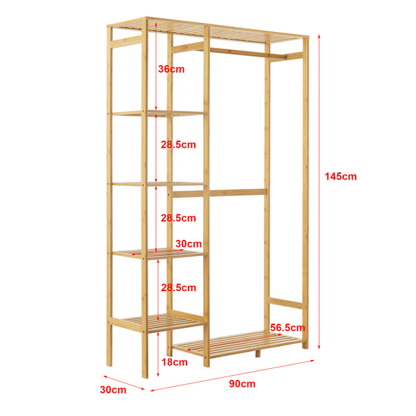 Klädhängare Eurajoki 139x100x40 cm bambu natur [en.casa]