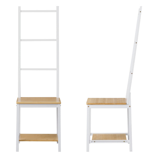 Klädbetjänt Juuka bambu 133x40x42 cm vit natur [en.casa]