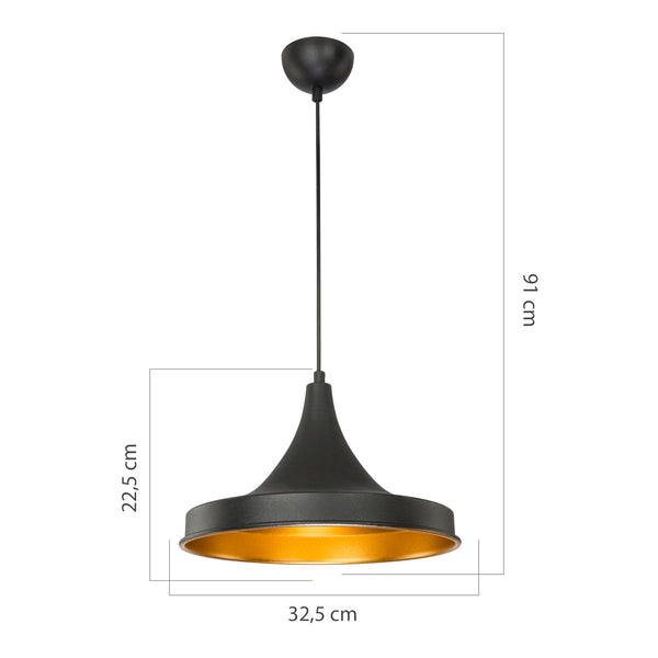 Taklampa Bamber Bridge 22,5 x 32,5 cm 1-lågig Svart / Mässingsfärgad [lux.pro]