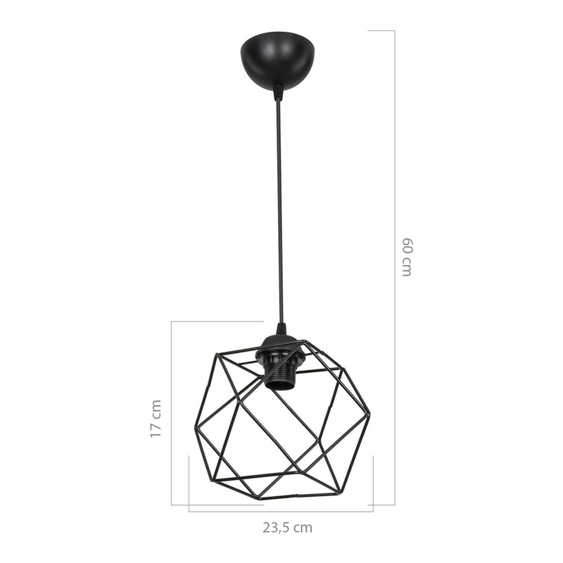 Måttskiss Pendellampa Brentwood E27 metall svart [lux.pro]
