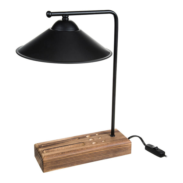 Bordslampa Folkestone E27 massivt trä metall svart / trä [lux.pro]