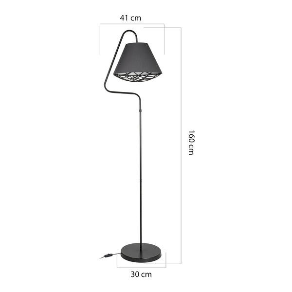 Golvlampa Gateshead E27 metall textil svart/grå [lux.pro]