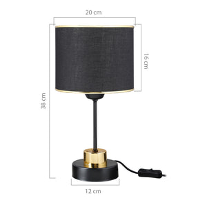 Bordslampa Gravesend E27 Metall Textil Svart / Mässingsfärgad [lux.pro]