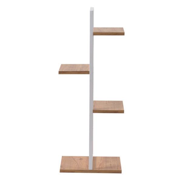 Blaabjerg metallhylla för växter 90x35x26cm vit / valnötsutseende [en.casa]
