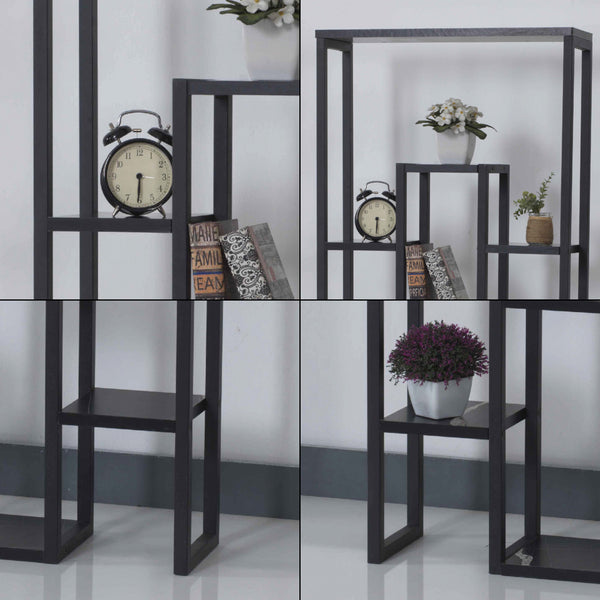Blaavandshuk växthylla 150 x 60 x 19 cm svart / marmor-look [en.casa]