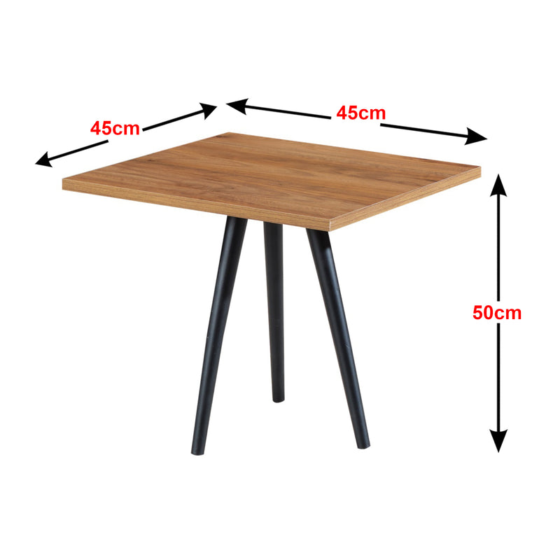 Måttskiss Ballerup soffbord 50 x 45 x 45 cm svart / valnötsutseende [en.casa]