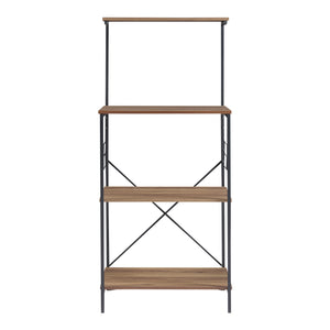 Stående hylla Billund med 4 hyllplan 133 x 60 x 42 cm svart/valnötsutseende [en.casa]