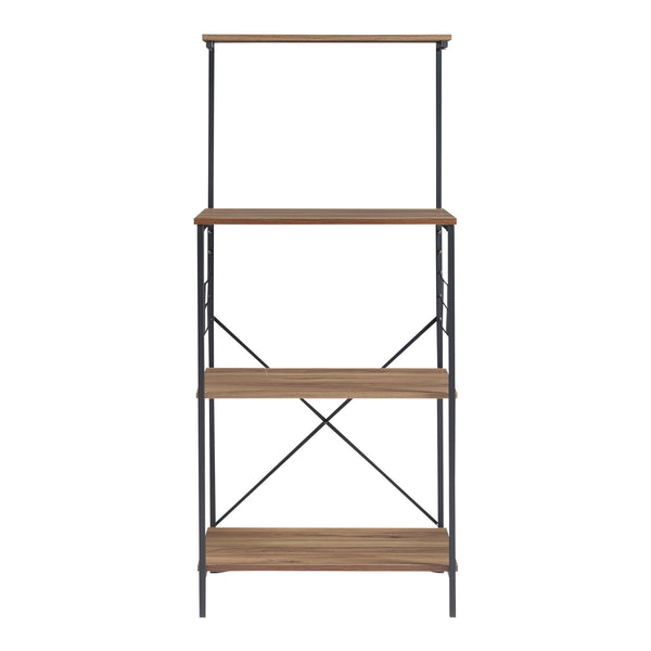 Stående hylla Billund med 4 hyllplan 133 x 60 x 42 cm svart/valnötsutseende [en.casa]