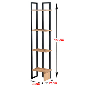 Stående hylla Bjergsted med 4 hyllplan 150 x 36 x 21 cm svart / valnötsutseende [en.casa]