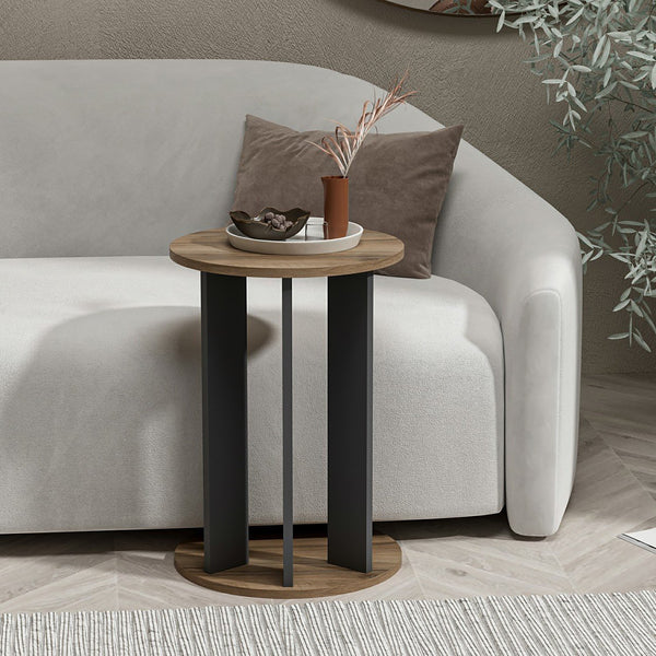 Frederiksberg sidobord 64x34 cm valnötslook / antracit [en.casa]