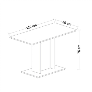 Matbord Galten 75x120x60 cm vit [en.casa]