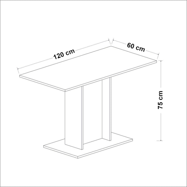 Matbord Galten 75x120x60 cm vit [en.casa]