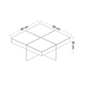 Soffbord Fjerritslev 35x90x90 cm marmorlook svart [en.casa]