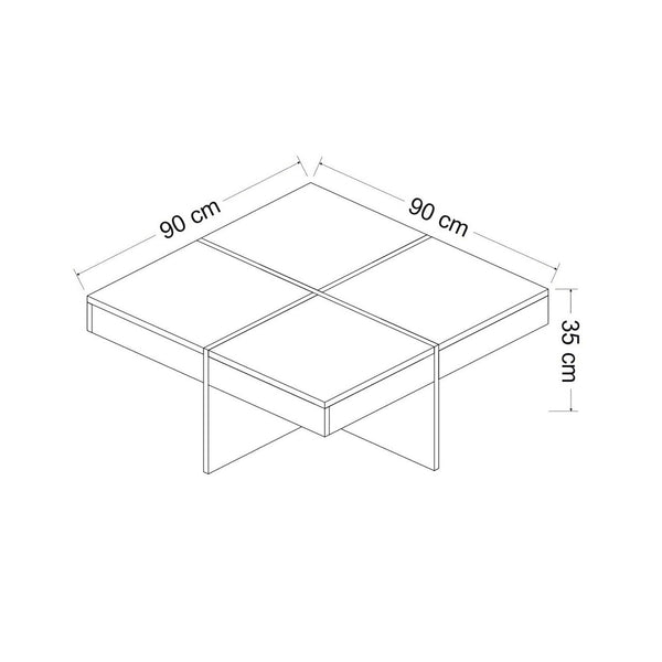 Soffbord Fjerritslev 35x90x90 cm marmorlook svart [en.casa]