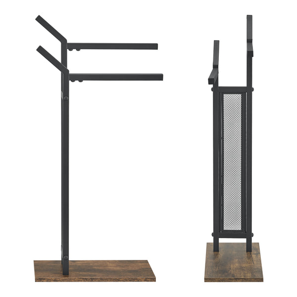 Handduksställ Telavi 88x40x20 cm svart trämönster stål [en.casa]