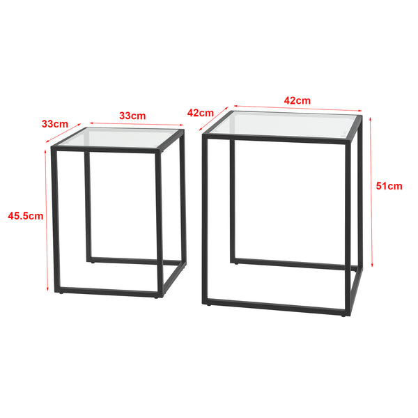 Soffbord Holstebro set om 2 härdat glas [en.casa]