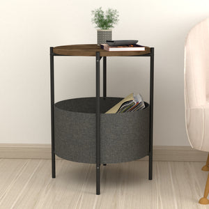 Sidobord Hofors 60x43cm antracit/ek-look, antik [en.casa]